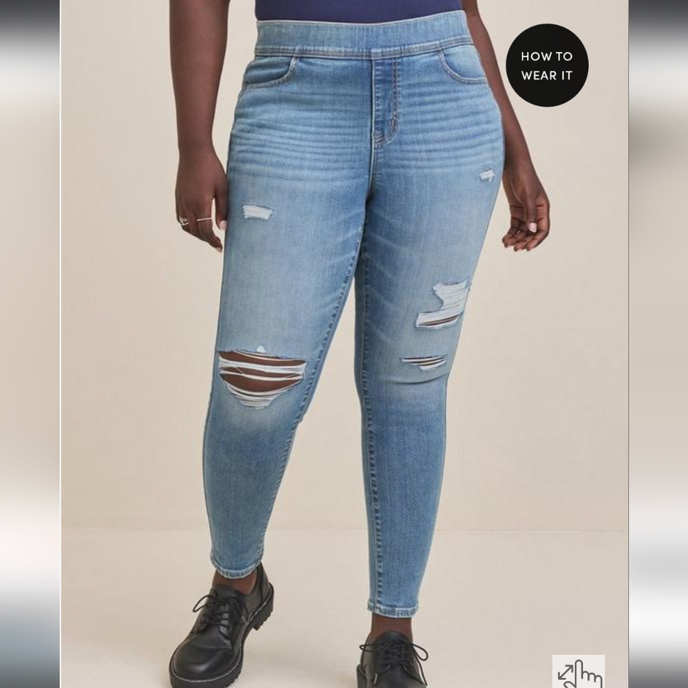 Torrid high rise skinny lean jean, pull on size 3 short 22/24